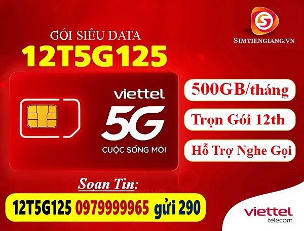 Gói Cước Data 12T5G125 - 500GB/Tháng Trọn Gói 1 Năm